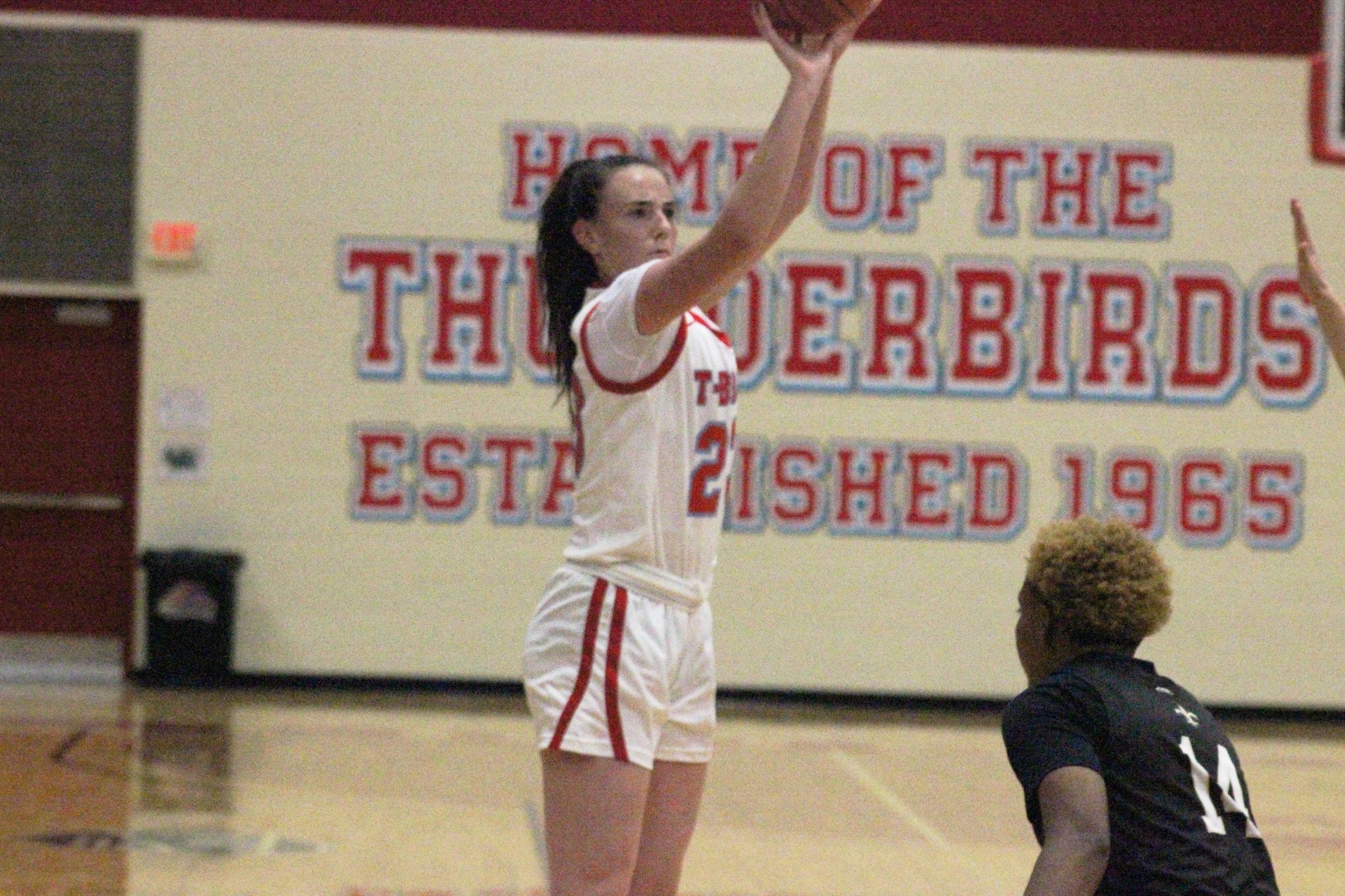 Annemarie Batista breaks school record for most three-pointers in a game.