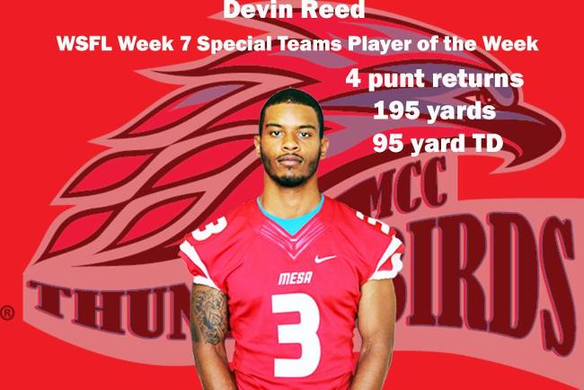Devin Reed earns WSFL Week 7 Special Teams Player of the Week