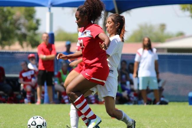 Monique Moore had two goals for MCC (Photo by Aaron Webster)