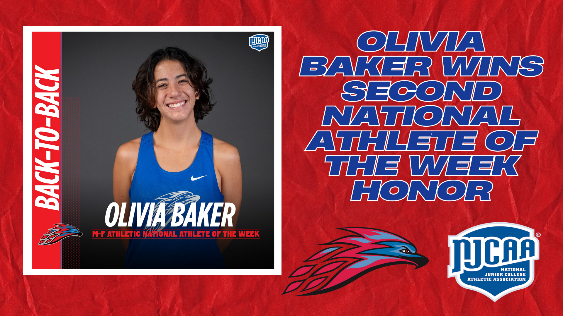 Olivia Baker wins second consecutive M-F Athletic National Athlete of the Week award